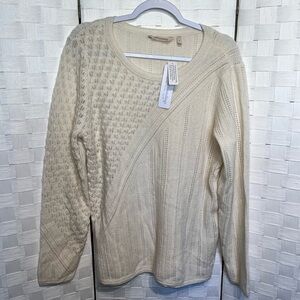 Soft Surroundings 100% Cashmere Charlotte Sweater Size Large Ivory Pearl